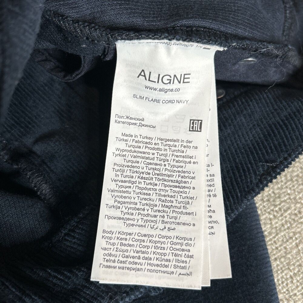 ALIGNE Corduroy Pants Size 25 Slim Flare Navy Cord - Picture 9 of 10